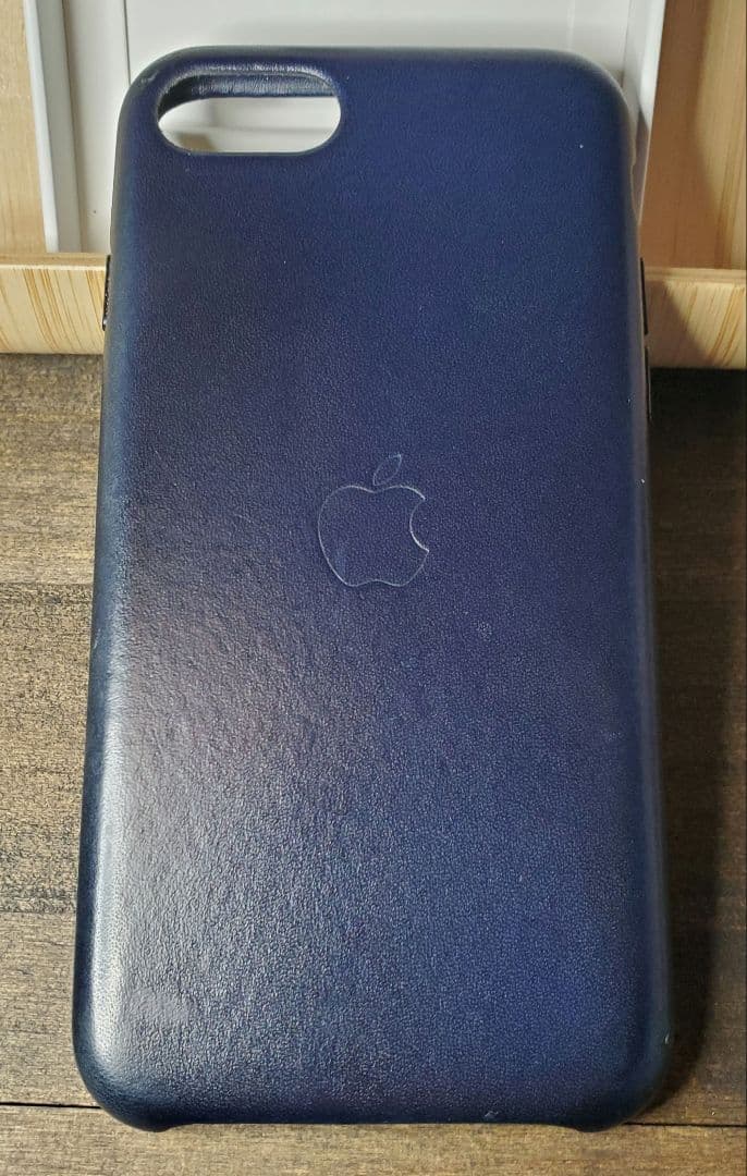 Apple純正 iPhone SE レザーケース ミッドナイトブルー 美品