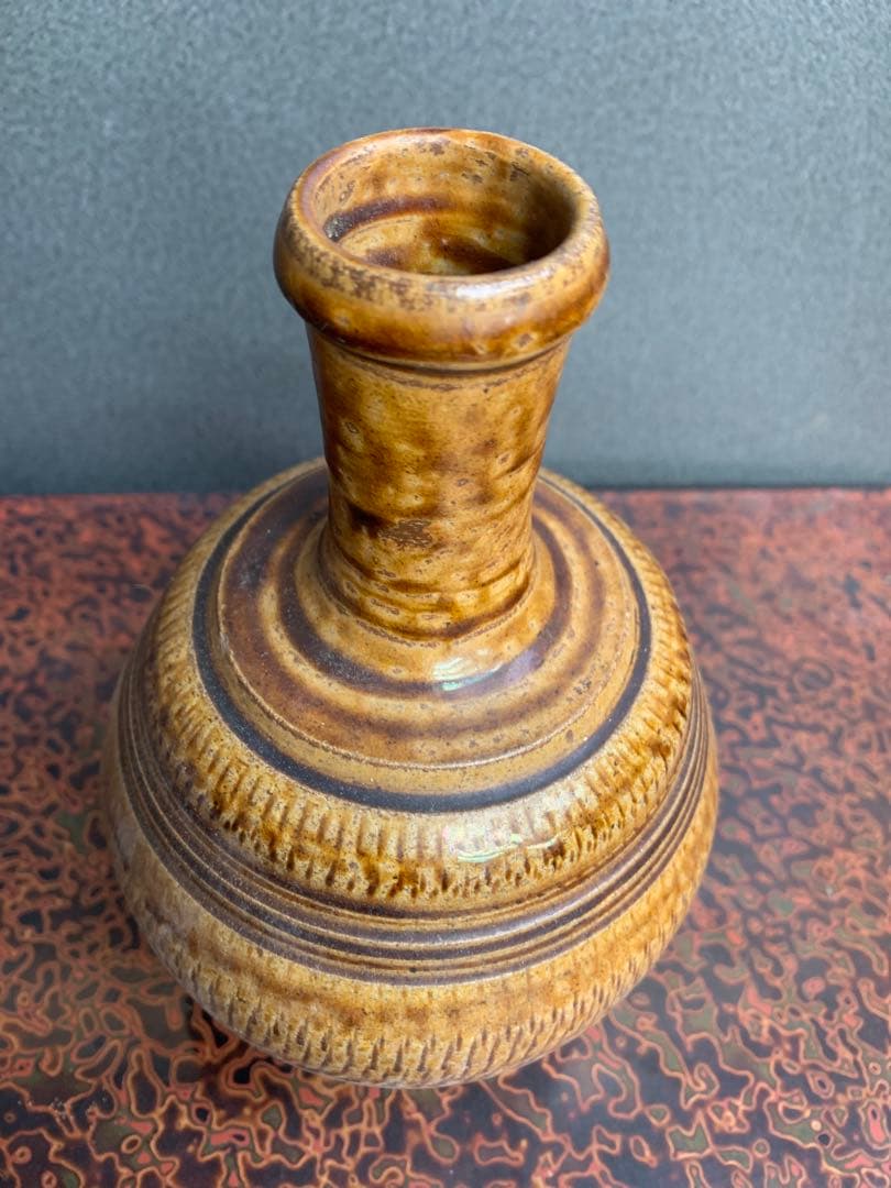 希少品　古相馬 徳利 とび鉋飴釉薬　民芸壺時代物鉄釉生活雑器花器
