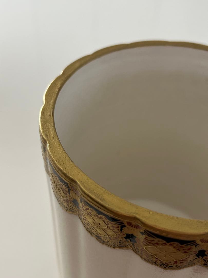 美品　薩摩　金襴手　桶川水指　橋本陶正山