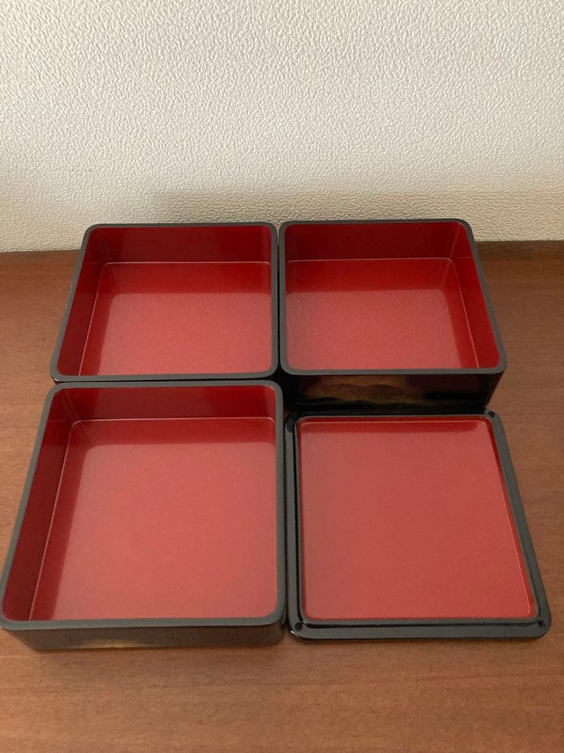重箱 会津塗 沈金 松枝蒔絵 重箱 6.5寸 三段重ね