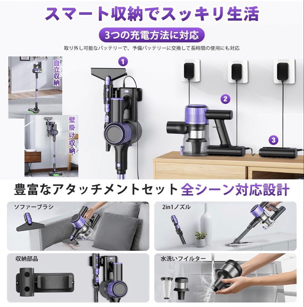 【新品・未使用】55Kpa超吸引 コードレス掃除機 LED液晶＆自立式デザイン