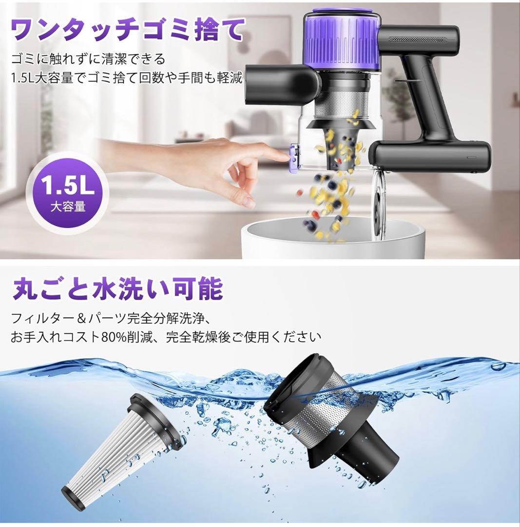 【新品・未使用】55Kpa超吸引 コードレス掃除機 LED液晶＆自立式デザイン