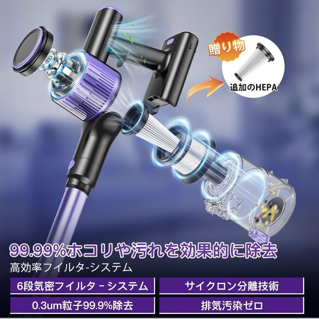 【新品・未使用】55Kpa超吸引 コードレス掃除機 LED液晶＆自立式デザイン