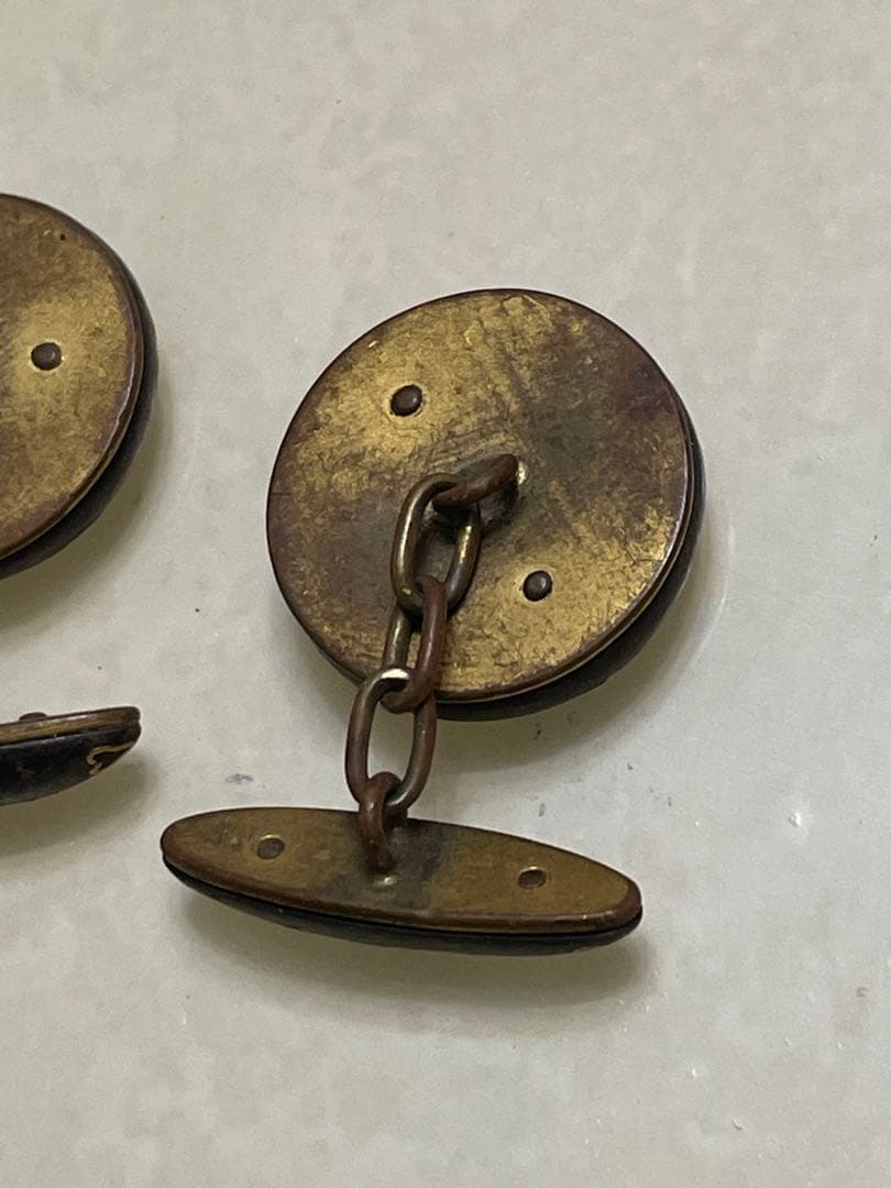 希少品　五三の桐　桜図　金象嵌　赤銅　時代物　チェーンカフス　レトロ　美術品