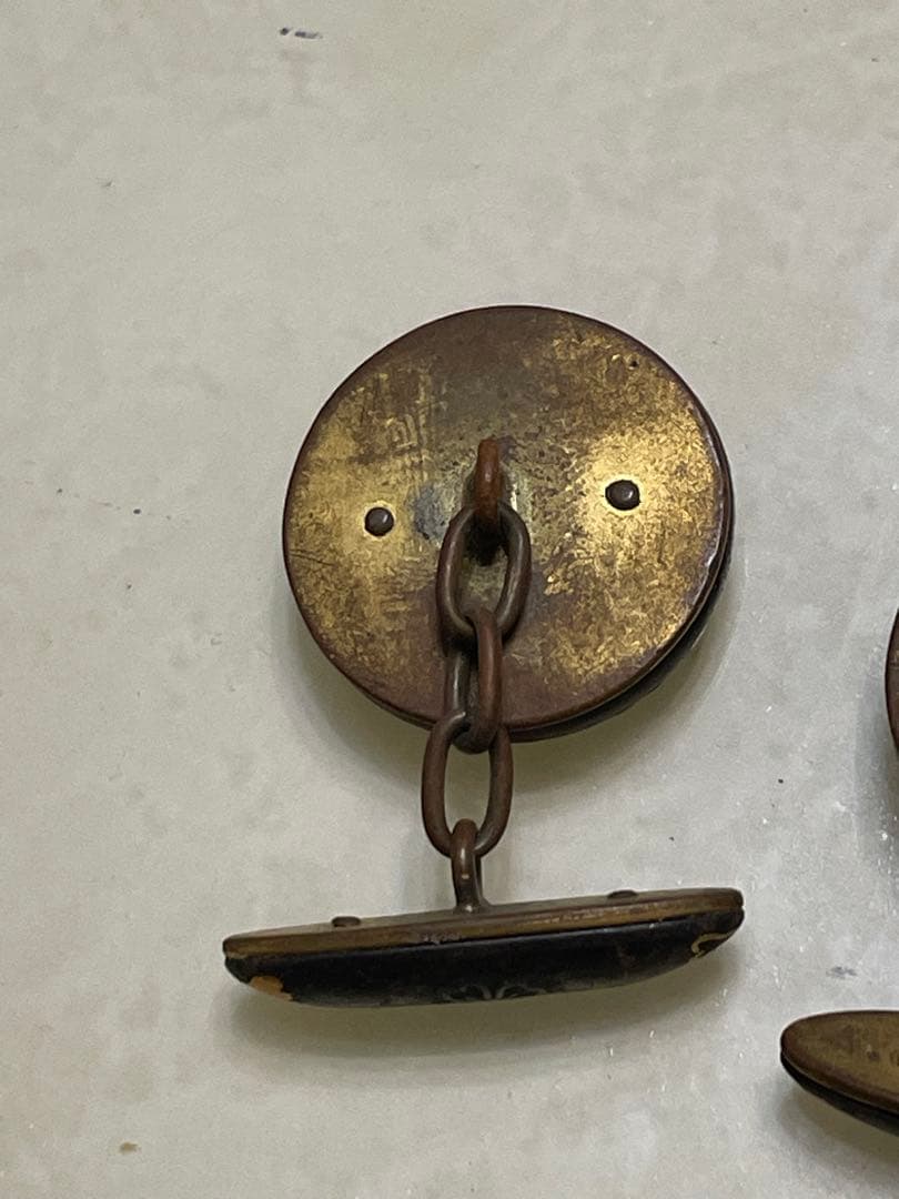 希少品　五三の桐　桜図　金象嵌　赤銅　時代物　チェーンカフス　レトロ　美術品