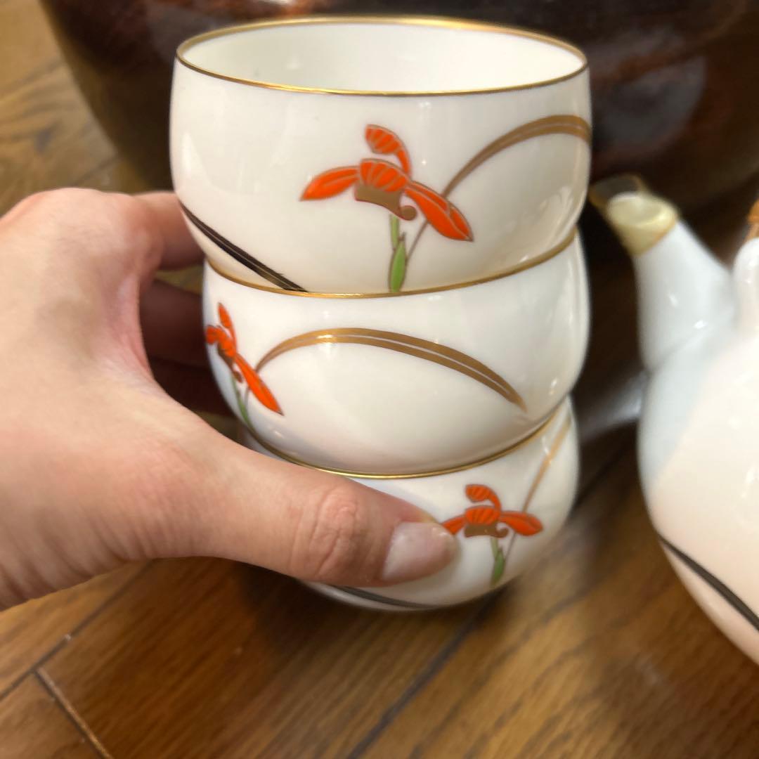 【美品】讃岐彫　すり塗　漆器　香蘭社湯呑みカップ　お茶櫃　急須セット