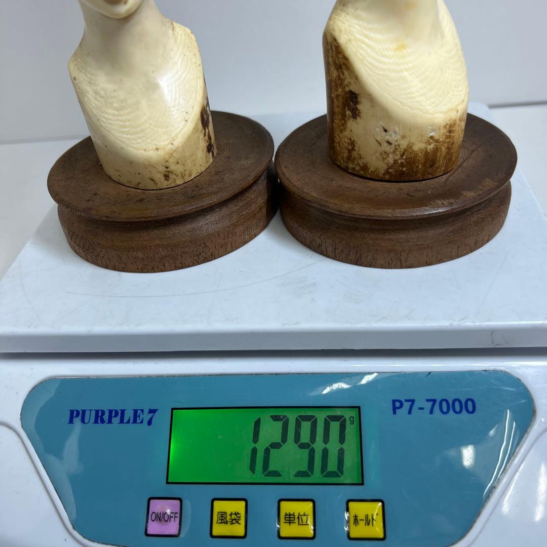 極上人物一対　高さ約35/36㎝　1290g 東Y8-0402②トヒカ
