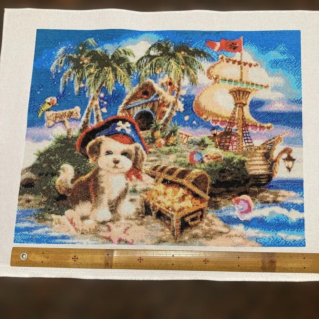 クロスステッチ　完成品　海賊　見つけたワン