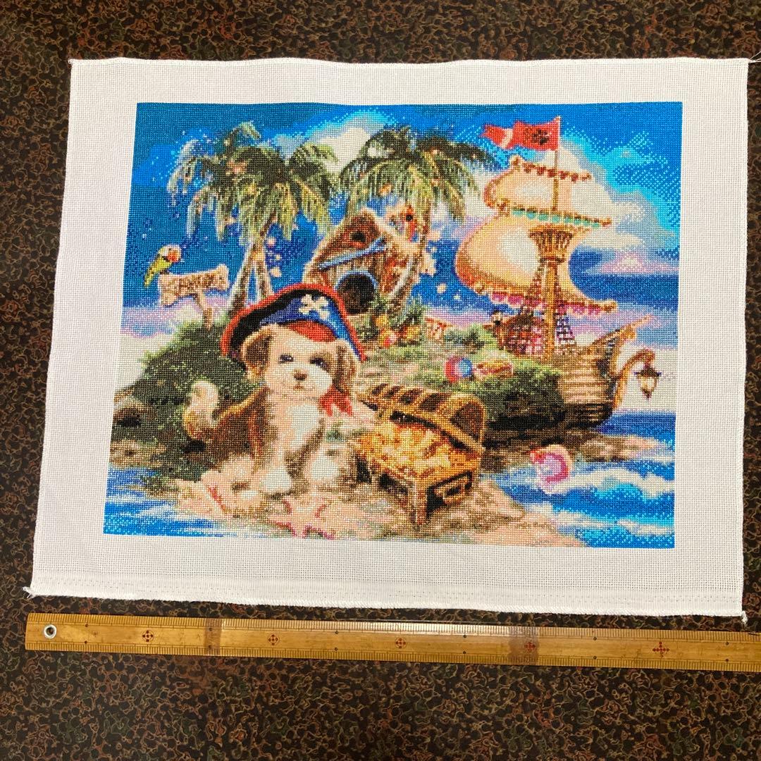 クロスステッチ　完成品　海賊　見つけたワン