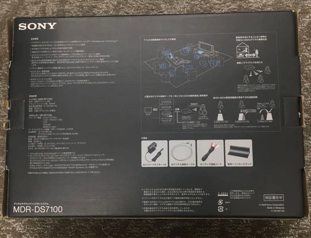 SONY 7.1chサラウンド ワイヤレスヘッドホンMDR-DS7100