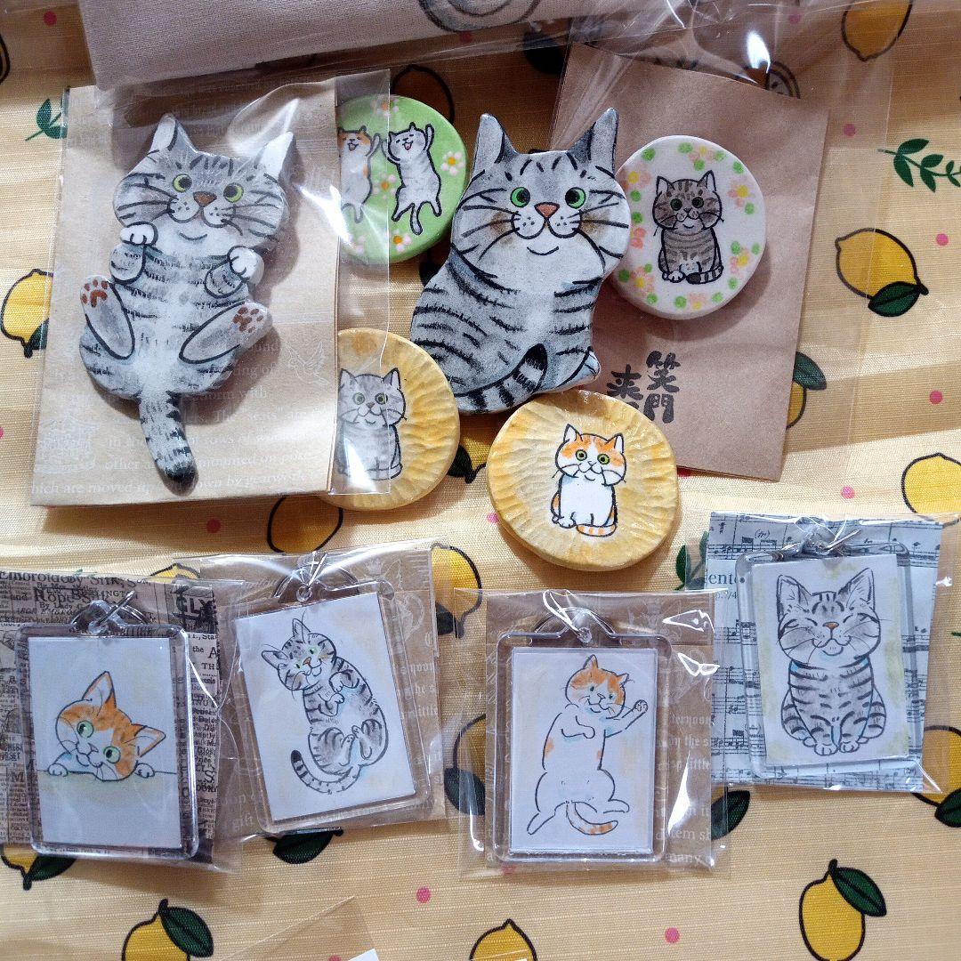 かもねぎ　猫ブローチ&原画　バッグ