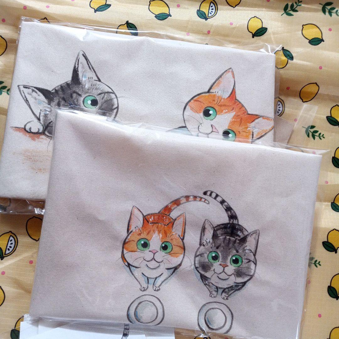 かもねぎ　猫ブローチ&原画　バッグ
