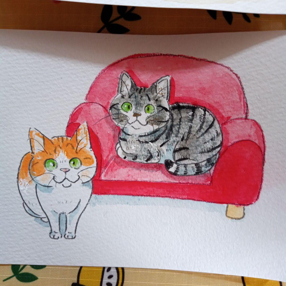 かもねぎ　猫ブローチ&原画　バッグ