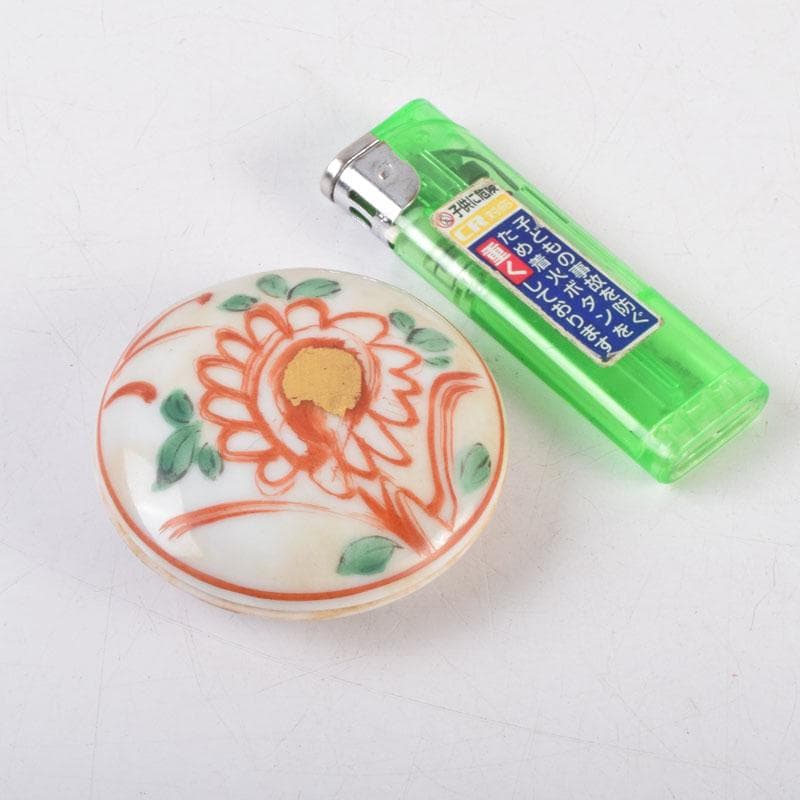 茶道具　京焼　河合瑞豊作　呉須赤絵　花草文　香合　共布共箱　V　8810