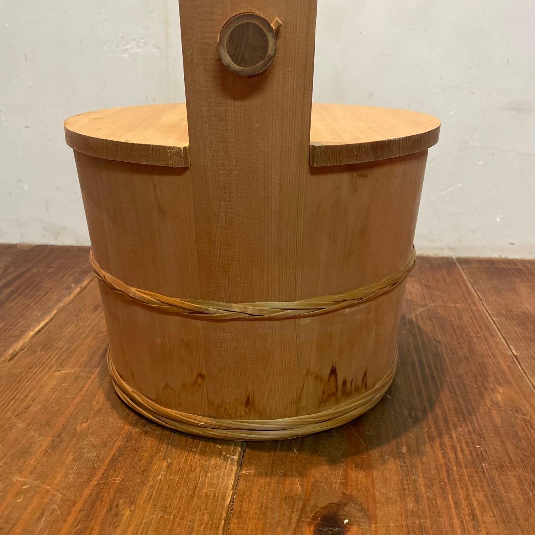 美品　茶道具　水張桶　手桶水指　木地　水屋道具　蓋付き　工芸品