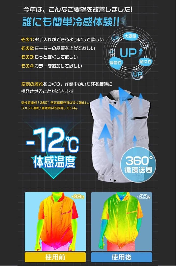 空調作業服 30000mAh大容量バッテリー 22V ファンバッテリーセット