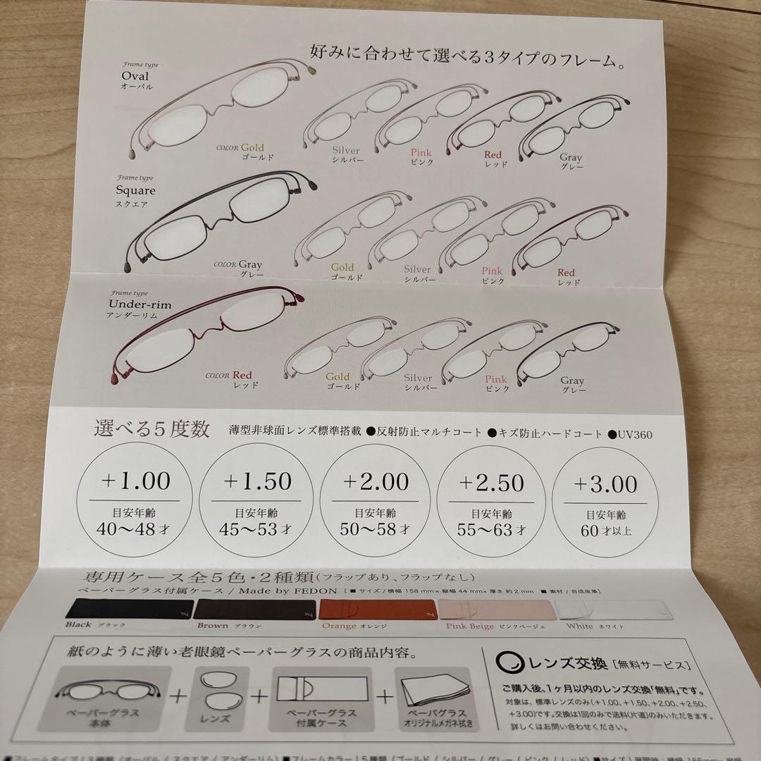 老眼鏡ペーパーグラス＋1.5