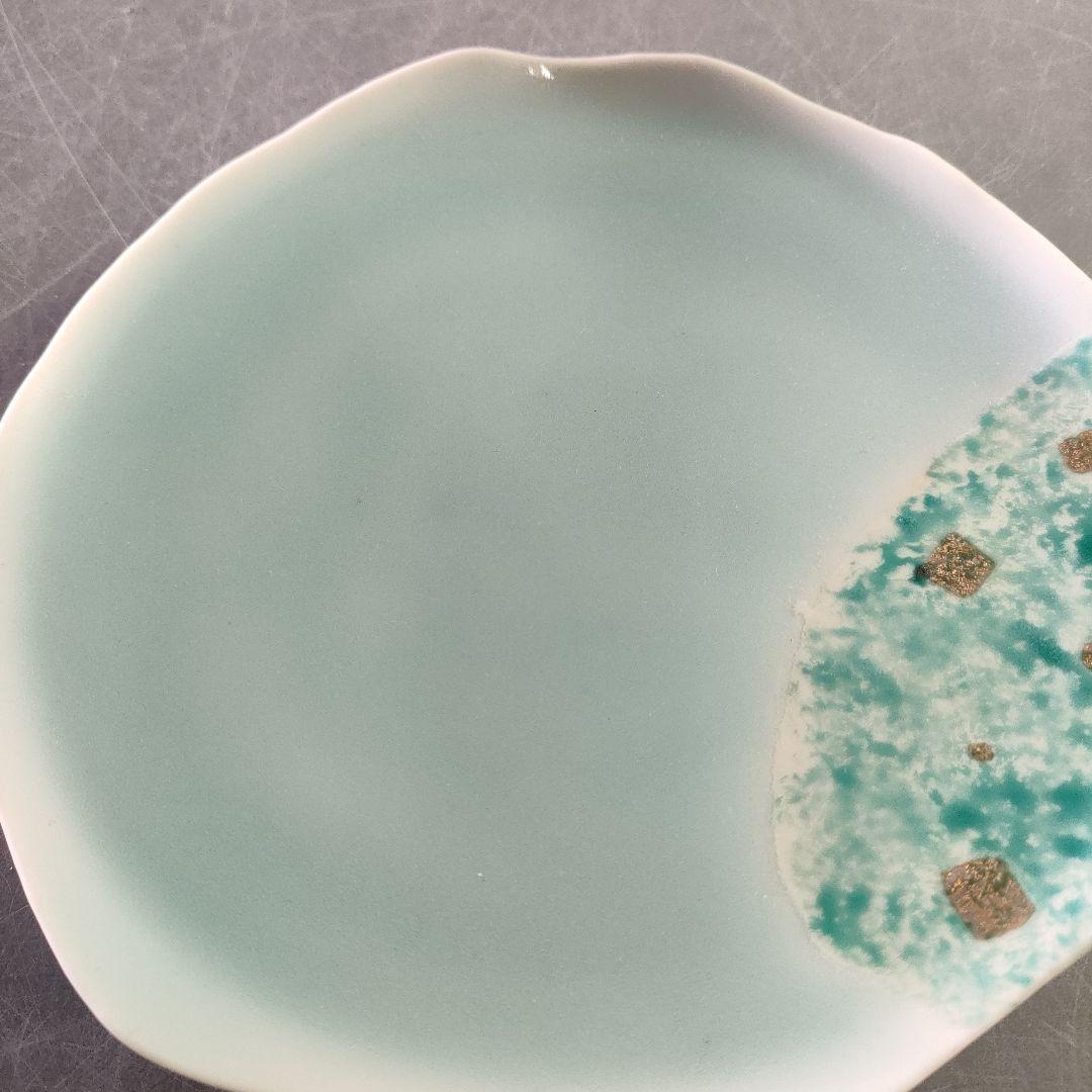 A884-7/色絵金彩青白磁/皿5客/飾皿/盛皿/銘々皿/