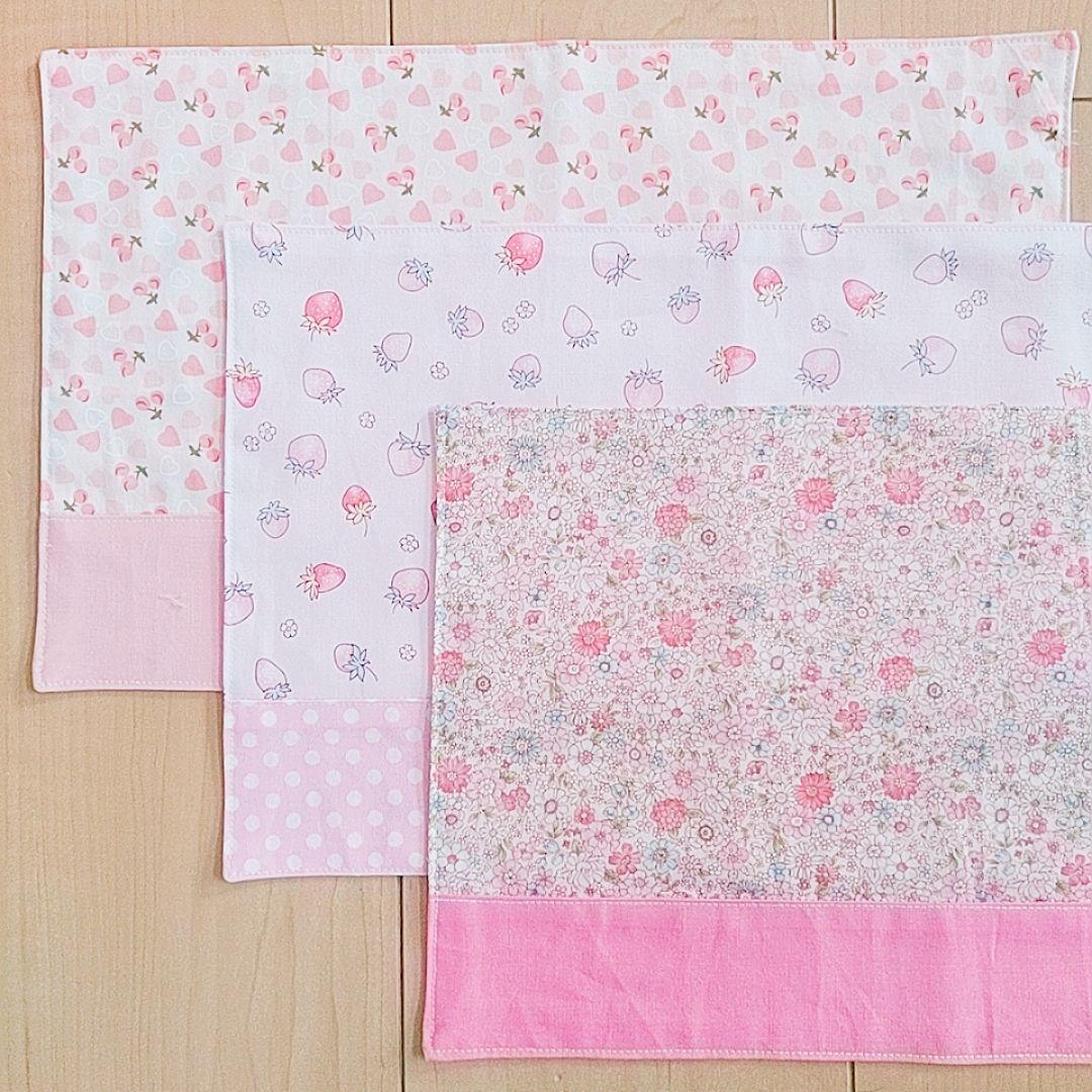 ハンドメイド 入園入学グッズ 女の子 苺 花 上履き袋 ランチョンマット 手提げ