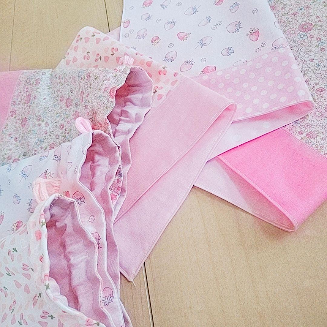 ハンドメイド 入園入学グッズ 女の子 苺 花 上履き袋 ランチョンマット 手提げ