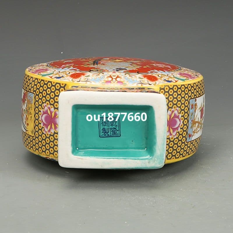 琺瑯彩花鳥紋扁瓶 景徳鎮 陶磁器 装飾品 現代工芸品美術品 置物