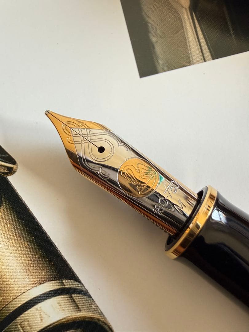 ペリカン万年筆蒔絵、連獅子、加賀研出高蒔絵、未使用品