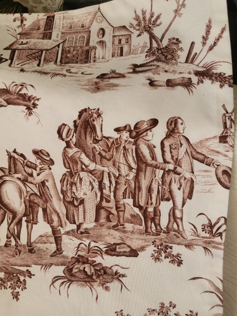 ヴィンテージ 復刻トワルドジュイ 1784年パリ気球飛行版画 ∞付ピローカバー