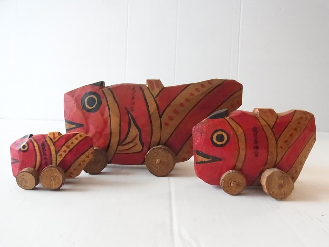 鹿児島神宮『鯛車』(中・全長13cm)ビンテージ 郷土玩具 民藝 フォークアート