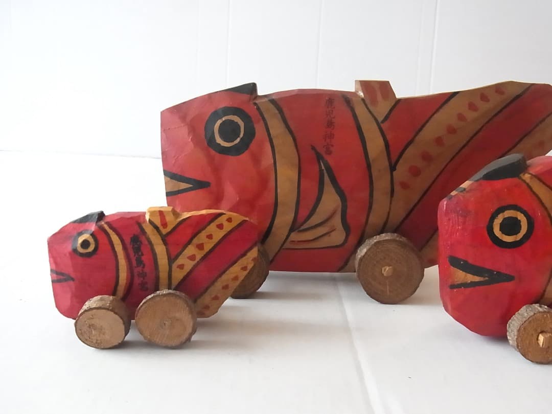 鹿児島神宮『鯛車』(中・全長13cm)ビンテージ 郷土玩具 民藝 フォークアート