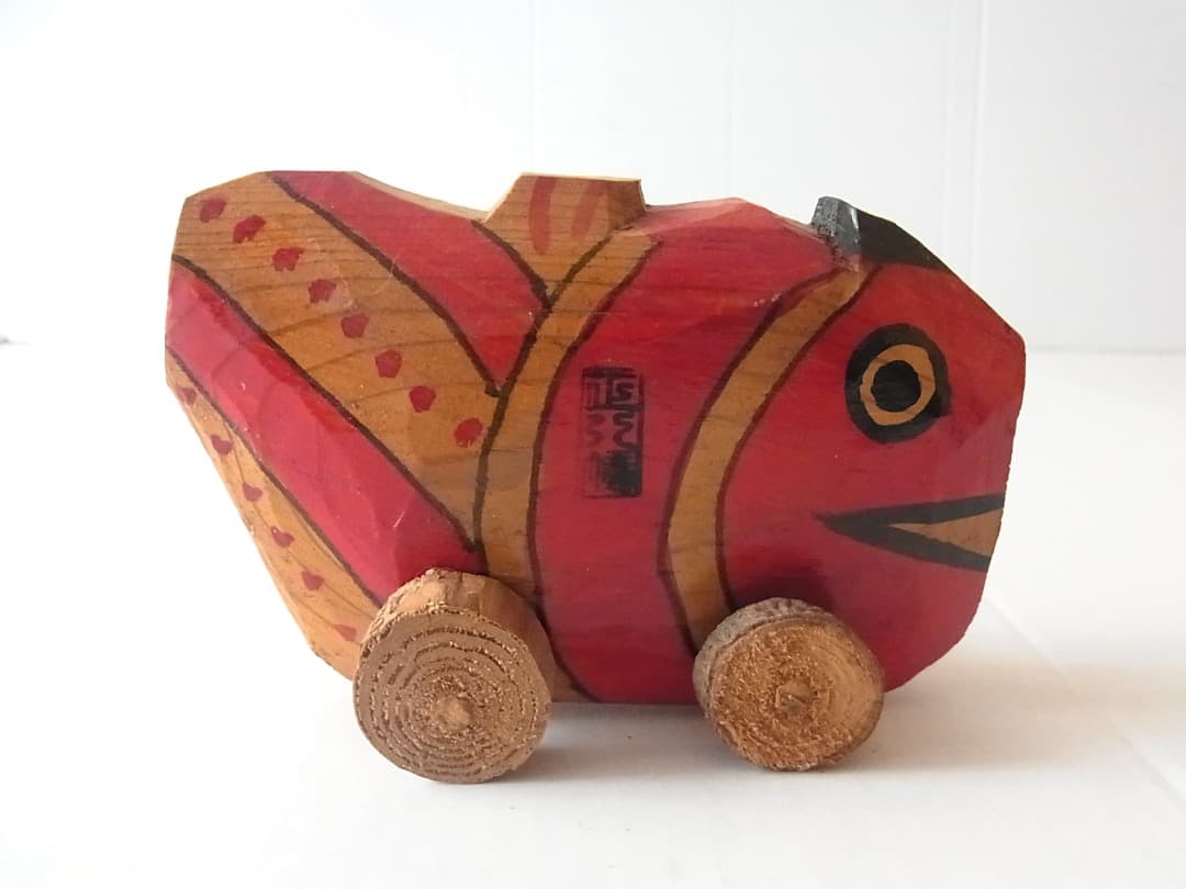 鹿児島神宮『鯛車』(中・全長13cm)ビンテージ 郷土玩具 民藝 フォークアート