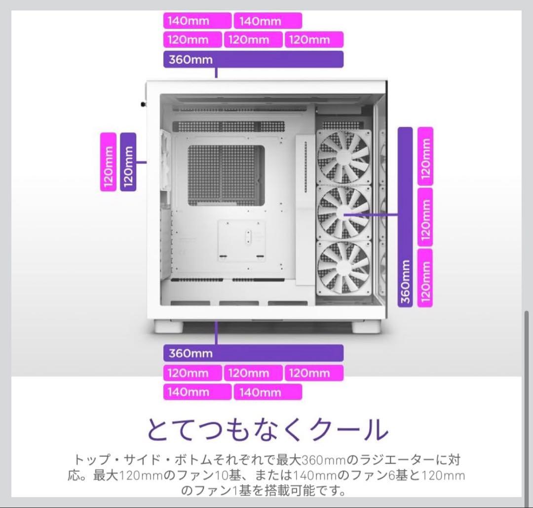 【新品未使用】NZXT H9 Flow ミドルタワーPCケース ホワイト