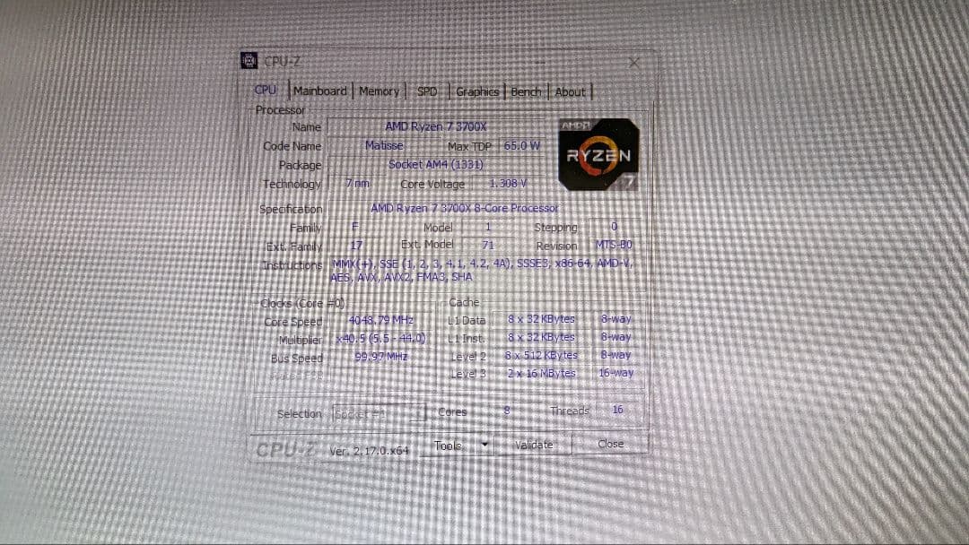 CPU AMD Ryzen 7 3700x CPU