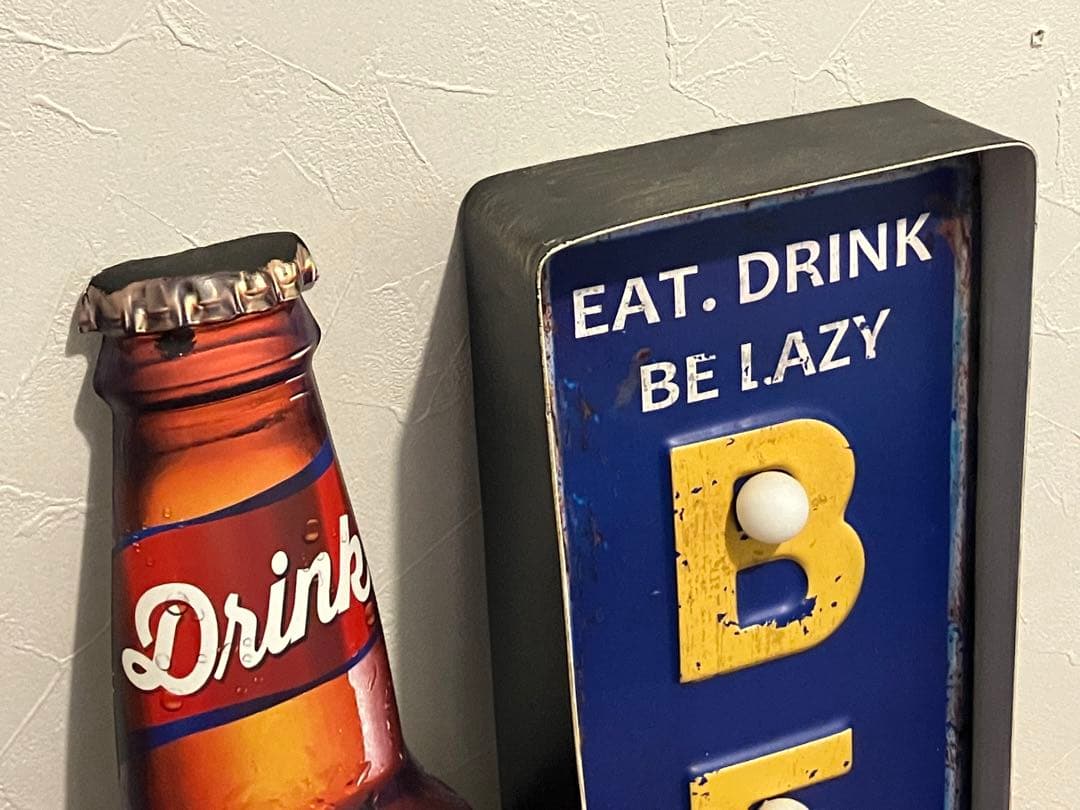 看板/サイン/ストリートサイン◆アメリカ/USA◆ライト付◆BEER/ビール