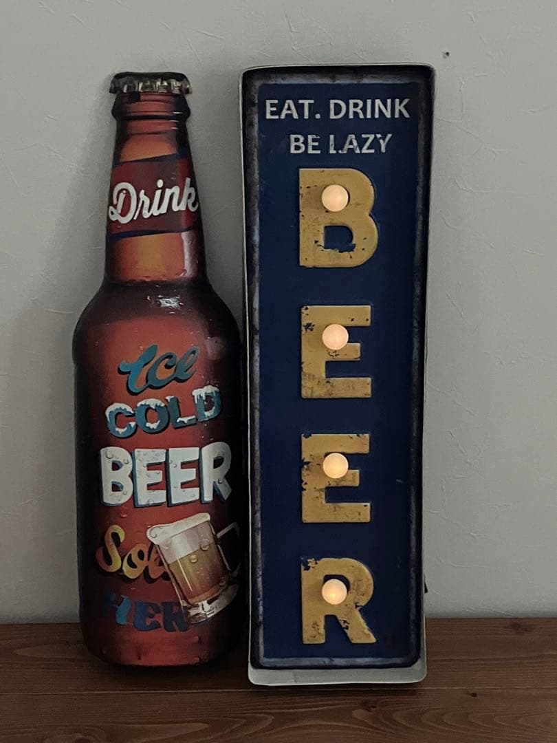 看板/サイン/ストリートサイン◆アメリカ/USA◆ライト付◆BEER/ビール