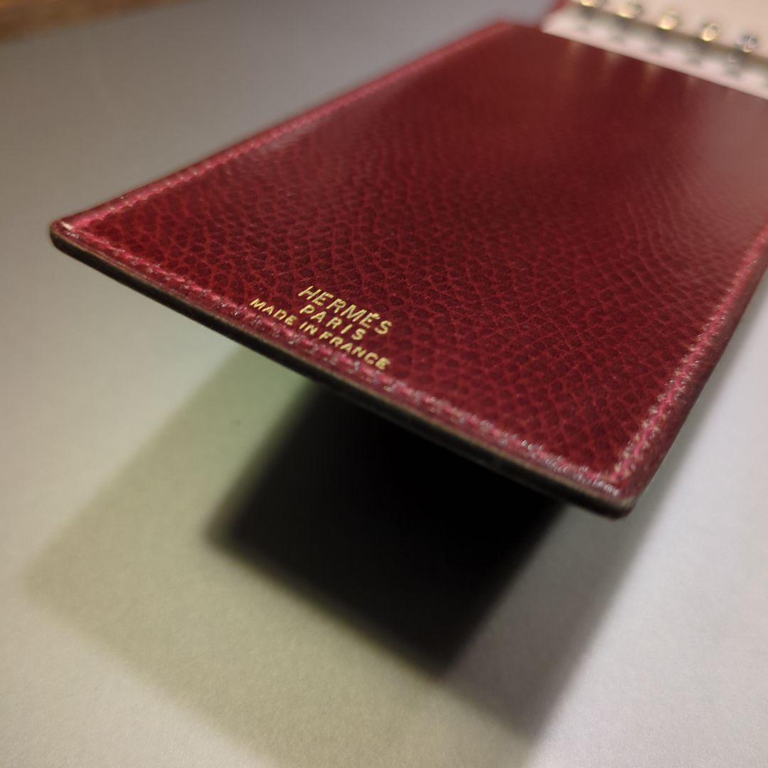 HERMES メモ帳　バーガンディ レザースパイラルノート　ステーショナリー
