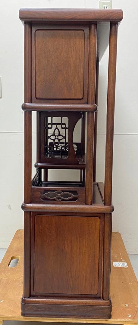 茶棚 茶箪笥 紫檀 透かし彫り 茶道具 唐木 飾り棚