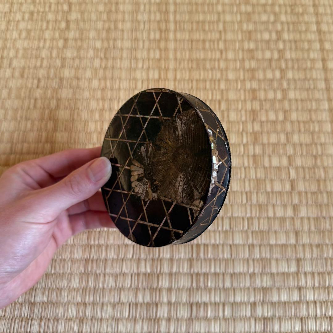 螺鈿 香合 菊文様 室町時代 江戸時代 漆器 漆 茶道具 古美術 骨董 民藝