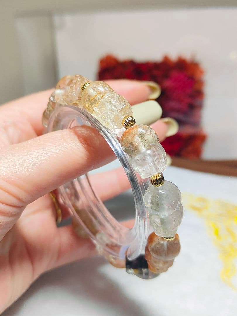 ガーデンクォーツ　貔貅　ルチルクォーツ　ブレスレット