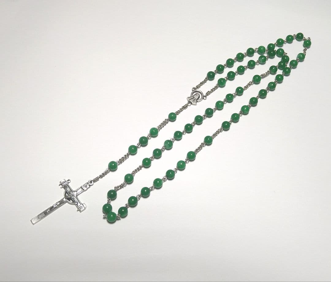 手編みロザリオ・翡翠 (6mm)　Handmade Rosary 240313