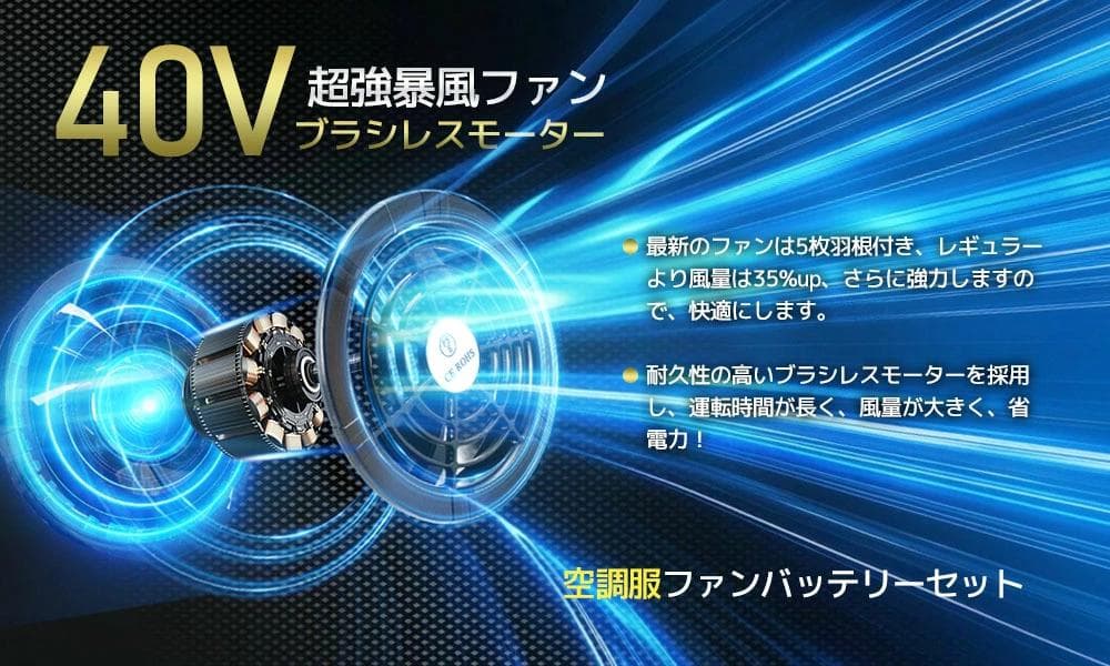 ファンバッテリーセット 強力 40V 空調服用 作業服用 30000mAh 新品
