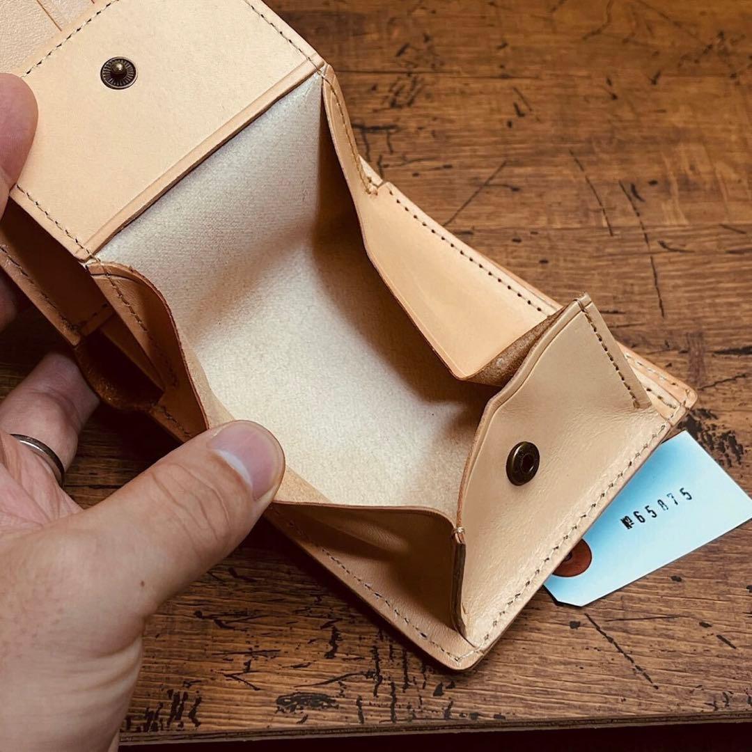 二つ折り財布 イタリア産ヌメ革 レザー メンズ 財布 長財布 ハンドメイド