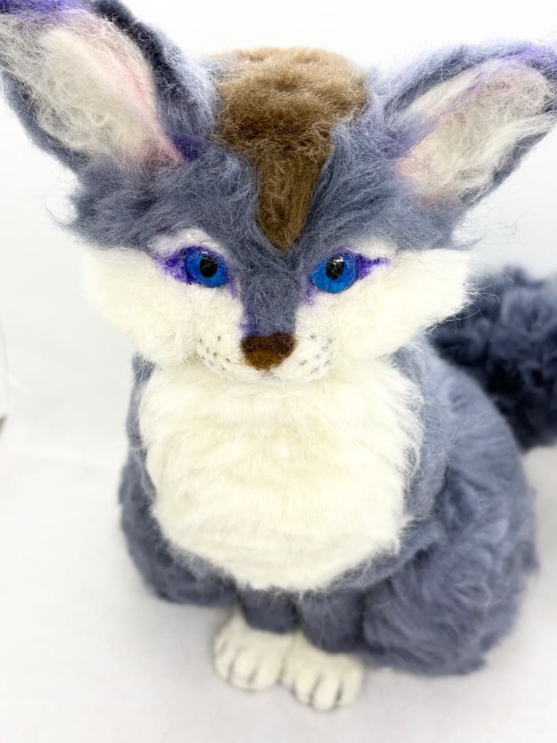 A猫 猫と狐の幻獣アートドール【ハンドメイド 人形 猫 ぬいぐるみ