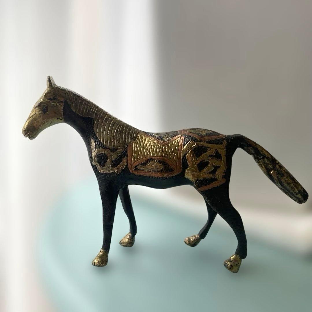 珍品　真鍮　銀　馬のオブジェ