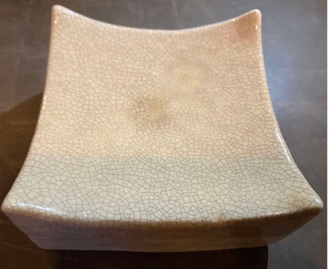 【極美品・お香たて】・手作り・鋳鉄(アンアン)台座・陶器香皿・２点セット レア