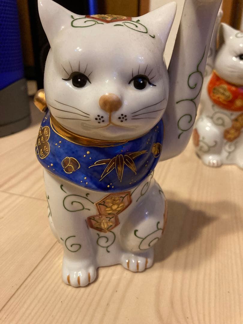 昭和レトロ　九谷焼　招き猫 2体セット 陶器製