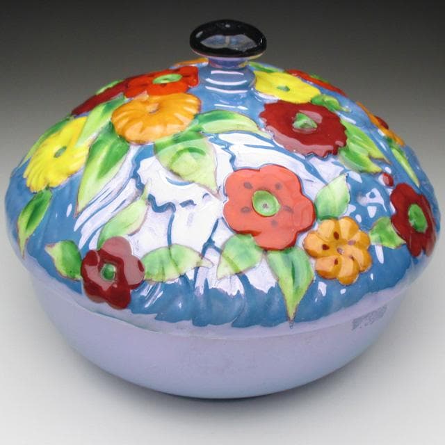 オールドノリタケ モールド花絵 小物入れ 蓋物