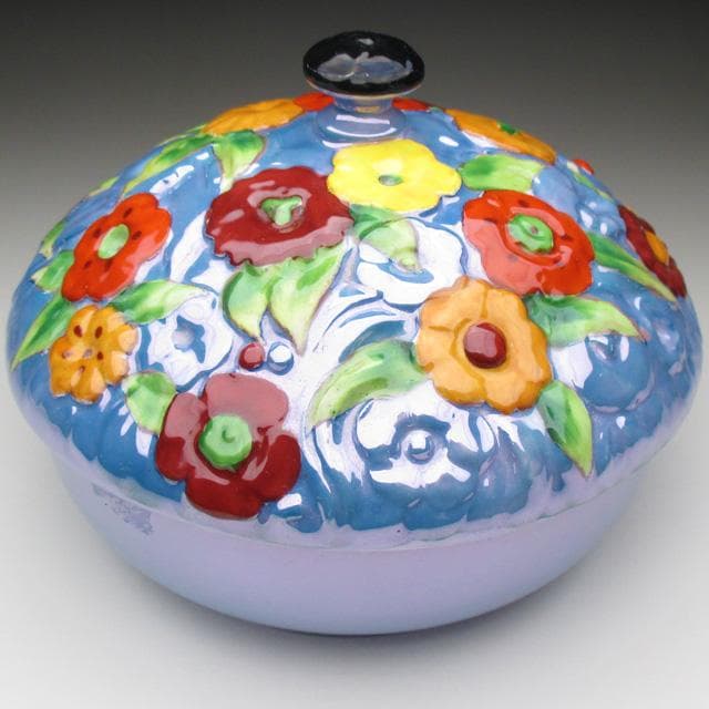 オールドノリタケ モールド花絵 小物入れ 蓋物