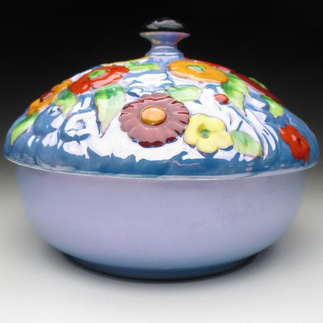 オールドノリタケ モールド花絵 小物入れ 蓋物
