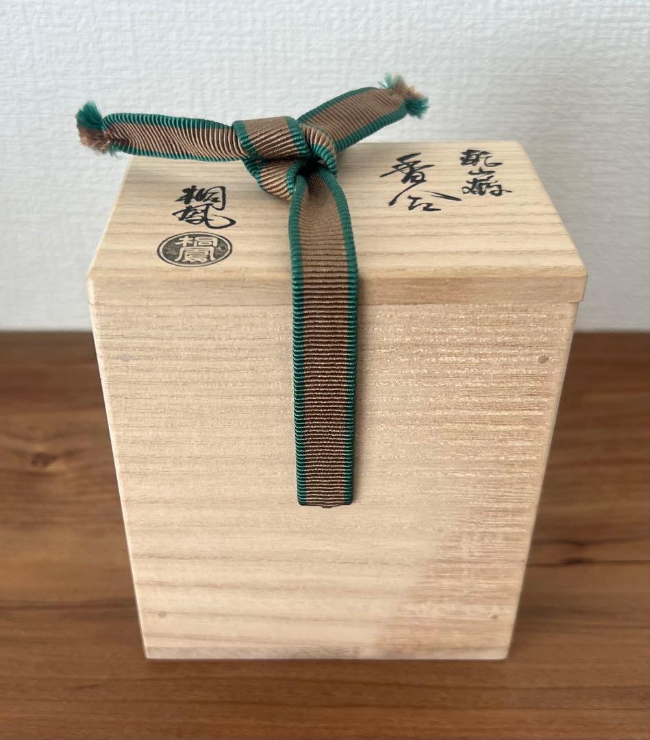 乾山写 乾山鶴香合 平安桐鳳 共箱 共布 縁起物 茶道具