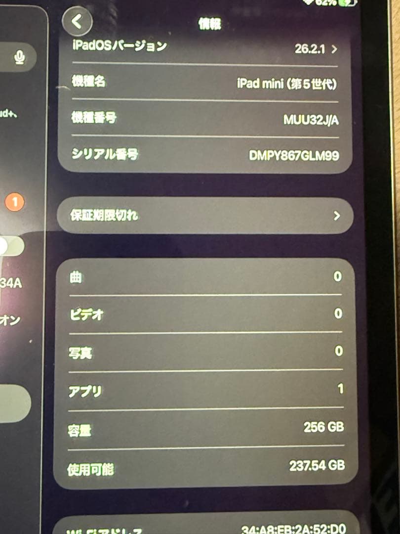 Apple iPad mini 第5世代 256GB スペースグレー 本体のみ